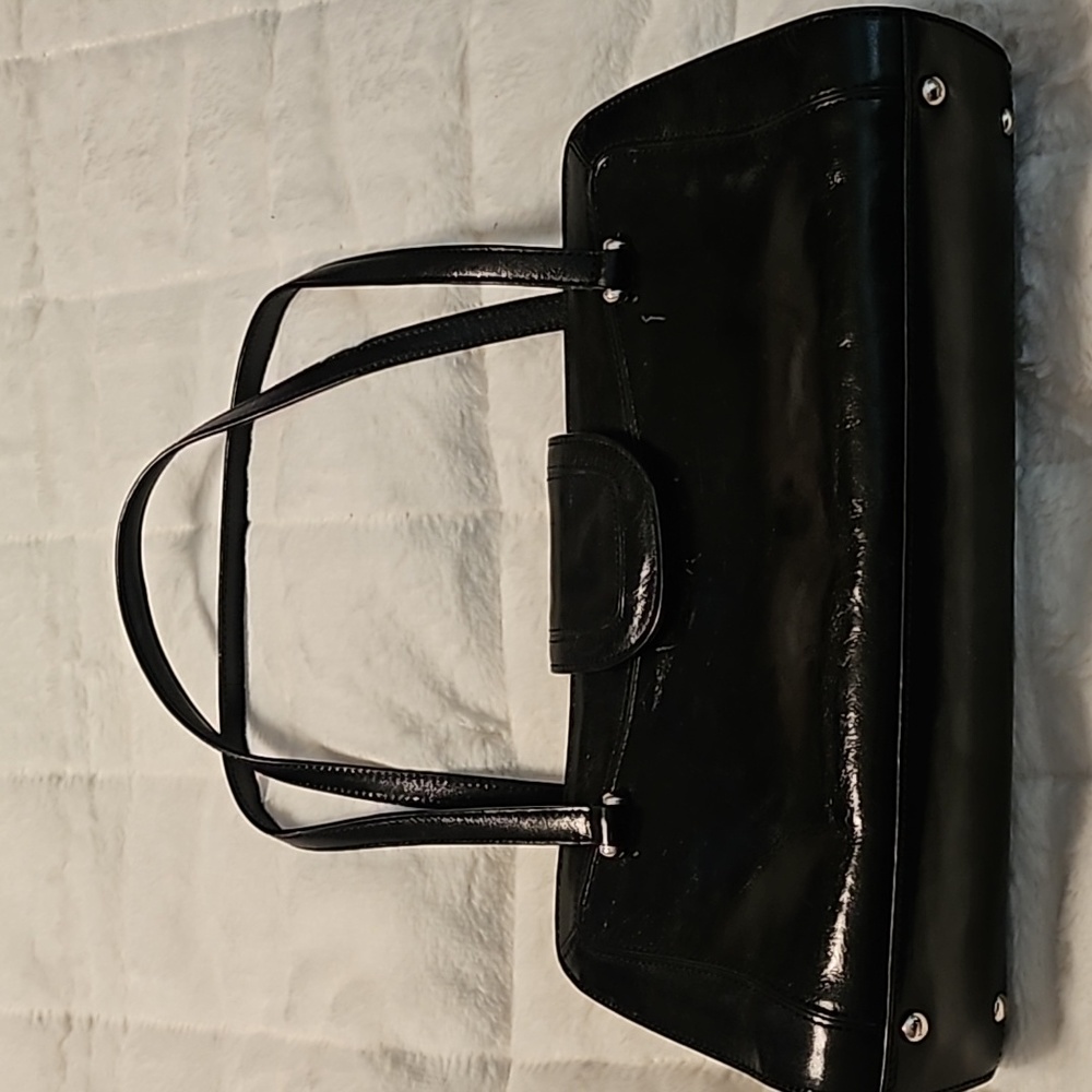 Monsac Black Leather Shoulder Purse